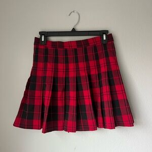 Love Tree Red and Black Plaid Skater Skirt